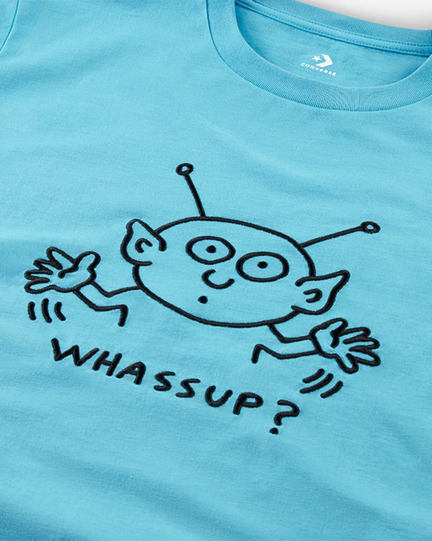 Women's Converse x Keith Haring Alien T-Shirts Blue | AU 6451EL